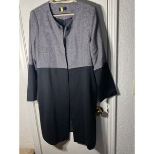 Spiegel Women Black White Colorblock Geometric Textured Topper Coat Size 16